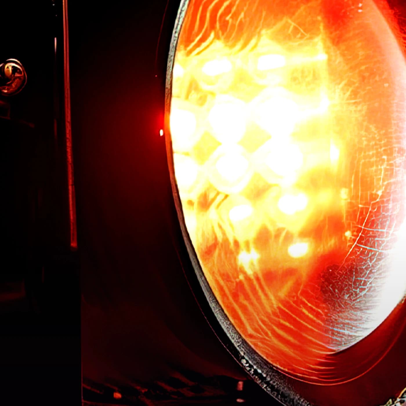 Stage light glowing warmly during an event setup.
